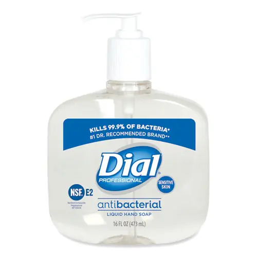 Dial® Professional Antibacterial Liquid Hand Soap for Sensitive Skin, Light Floral Scent, 16 oz, 12/Carton