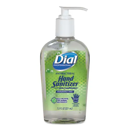 Dial® Professional Antibacterial Gel Hand Sanitizer, 7.5 oz, Pump Bottle, Fragrance-Free