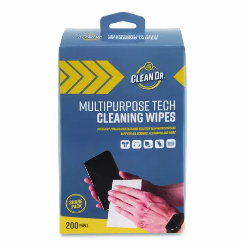 Digital Innovations ScreenDr Multipurpose Tech Cleaning Wipes, Unscented, White, 200/Pack