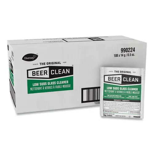 Diversey™ Beer Clean Glass Cleaner, Powder, 0.5 oz Packet, 100/Carton
