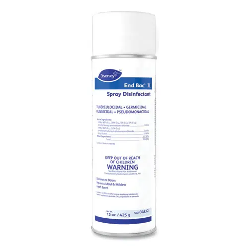 Diversey™ End Bac II Spray Disinfectant, Fresh Scent, 15 oz Aerosol Spray, 12/Carton