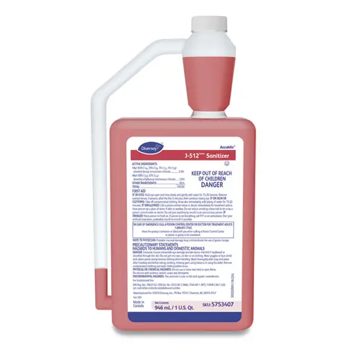 Diversey™ J-512TM/MC Sanitizer, 32 oz AccuMix Bottle, 6/Carton (Non-Stock Item - Extended Delivery Time)
