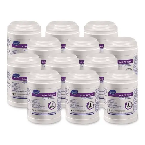 Diversey™ Oxivir TB Disinfectant Wipes, 7" x 6", White, 160 Wipes/Canister, 12 Canisters/Carton