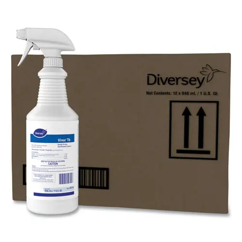 Diversey™ Virex TB Disinfectant Cleaner, Lemon Scent, 32 oz, 12 Bottles/Carton