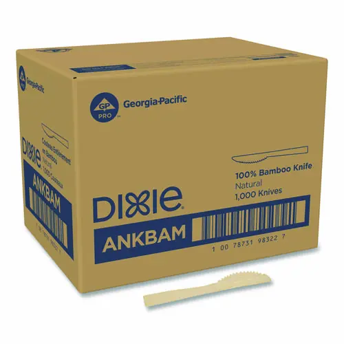 Dixie® Bamboo Cutlery, Mediumweight Knife, Paper, Light Golden, 100/Pack, 10 Packs/Carton