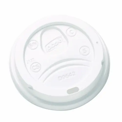 Dixie® Dome Drink-Thru Lids, Fits 10 oz to 16 oz Hot Cups, Plastic, White, 1,000/Carton