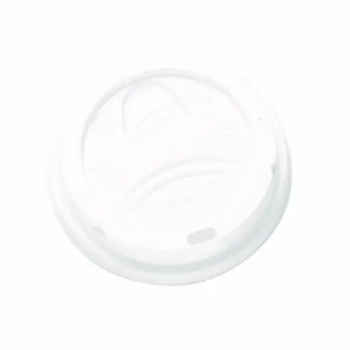 Dixie® Dome Drink-Thru Lids, Fits 10 oz to 20 oz Dixie Hot Cups, Plastic, White, 100/Pack