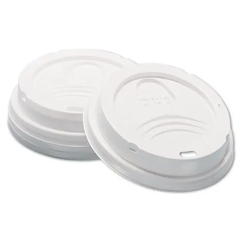 Dixie® Dome Hot Drink Lids, Fits 8 oz Hot Cups, Plastic, White, 100/Sleeve, 10 Sleeves/Carton