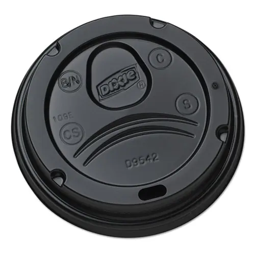 Dixie® Drink-Thru Lids, Fits 10 oz to 20 oz Hot Cups, Plastic, Black, 1,000/Carton