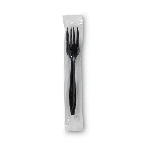 Dixie® Individually Wrapped Heavyweight Forks, Plastic, Black, 1,000/Carton