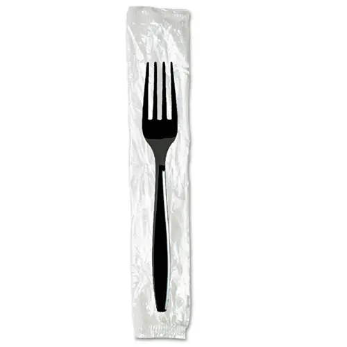 Dixie® Individually Wrapped Heavyweight Forks, Plastic, Black, 1,000/Carton