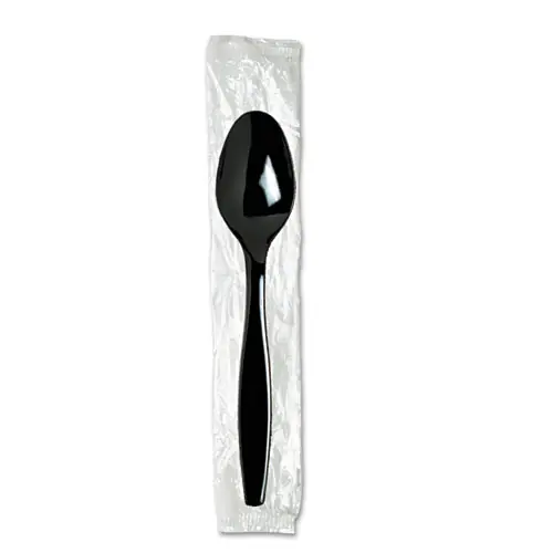 Dixie® Individually Wrapped Heavyweight Plastic Spoons, Black, 1,000/Carton