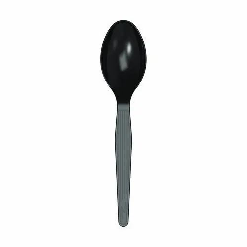 Dixie® Mediumweight Polystyrene Wrapped Cutlery, Spoon, Plastic, Black, 1,000/Carton