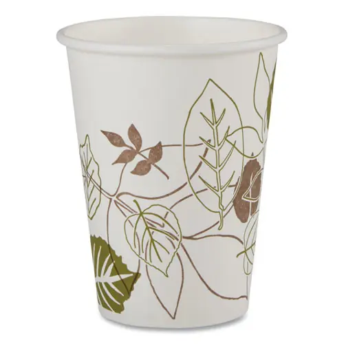 Dixie® Pathways Paper Hot Cups, 12 oz, White/Brown, 25/Bag, 20 Bags/Carton