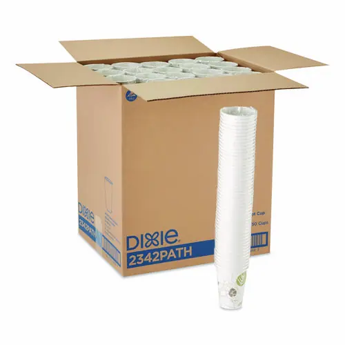 Dixie® Pathways Paper Hot Cups, 12 oz, White/Brown, 50/Sleeve, 20 Sleeves/Carton