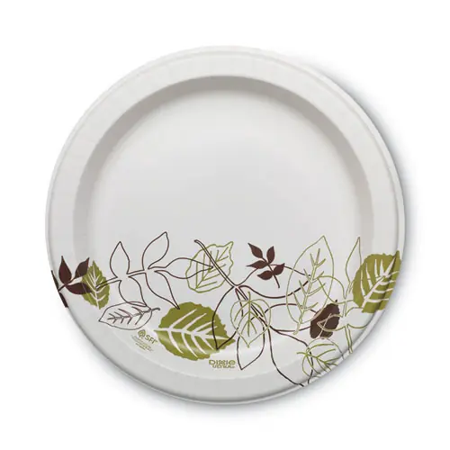 Dixie® Pathways Soak Proof Shield Heavyweight Paper Plates, 10.13" dia, Green/Burgundy, 125/Pack