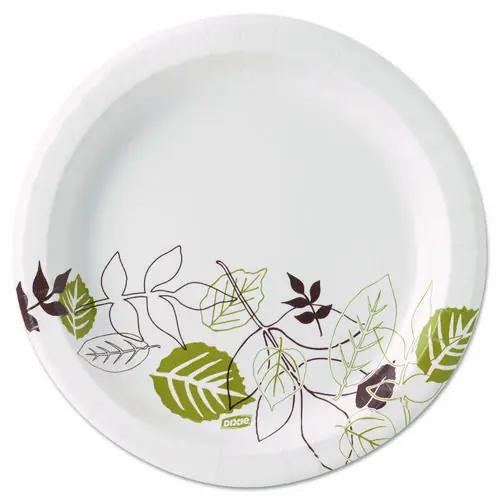 Dixie® Pathways Soak-Proof Shield Mediumweight Paper Plates, 8.5" dia, Green/Burgundy, 1,000/Carton
