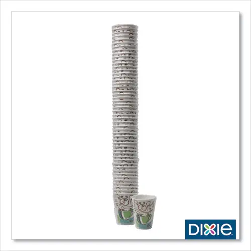 Dixie® PerfecTouch Hot Cups, 8 oz, Paper, Coffee Haze Design, 50 Cups/Sleeve, 20 Sleeves/Carton, Individually Wrapped