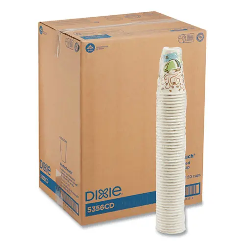 Dixie® PerfecTouch Paper Hot Cups, 16 oz, Coffee Haze Design, 50/Sleeve, 20 Sleeves/Carton