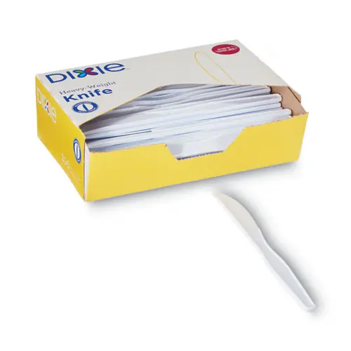Dixie® Plastic Cutlery, Heavyweight Knife, White, 100/Box