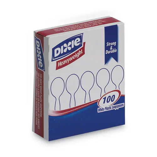 Dixie® Plastic Cutlery, Heavyweight Soup Spoon, White, 100/Box
