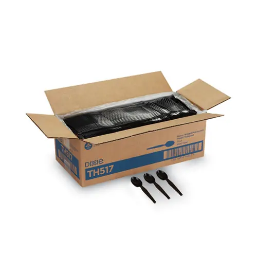 Dixie® Plastic Cutlery, Heavyweight Spoon, Black, 1,000/Carton