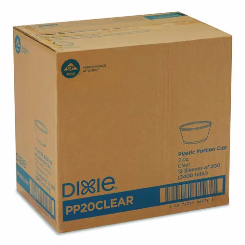 Dixie® Plastic Souffle/Portion Cups, 2 oz, Clear, 200/Sleeve, 12 Sleeves/Carton