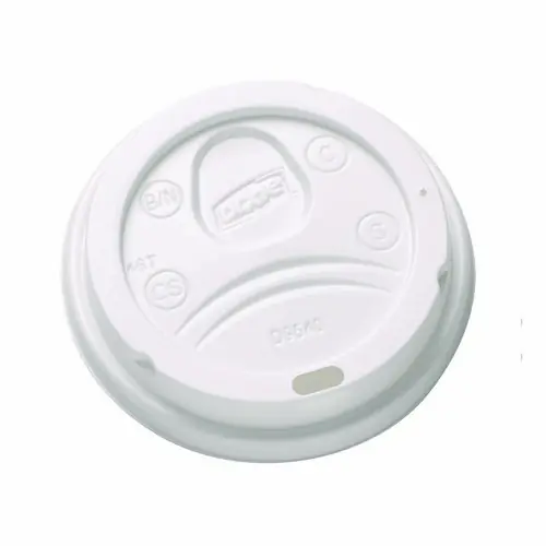 Dixie® Sip-Through Dome Hot Drink Lids, Fits 10 oz Dixie Hot Cups, Plastic, White, 100/Pack, 10 Packs/Carton
