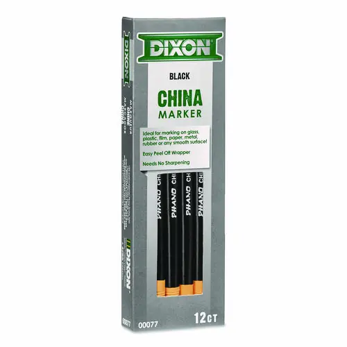 Dixon® China Marker, Black, 12/Pack