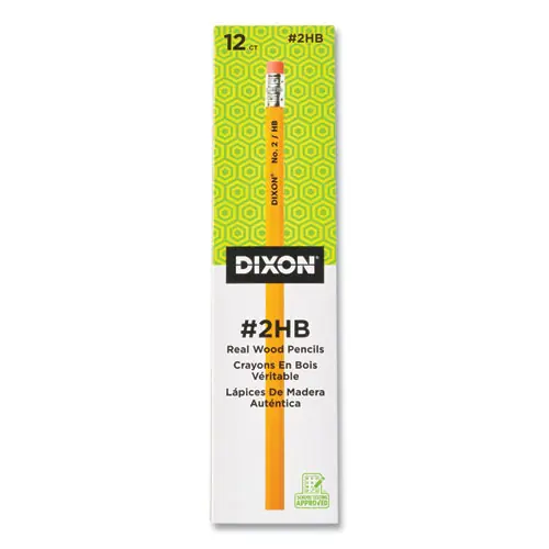 Dixon® No. 2 Pencil, HB (#2), Black Lead, Yellow Barrel, Dozen