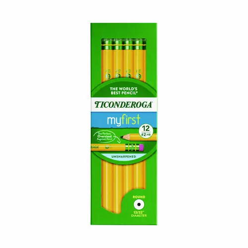 Dixon® Ticonderoga Beginners Woodcase Pencil with Eraser and Microban Protection, HB (#2), Black Lead, Yellow Barrel