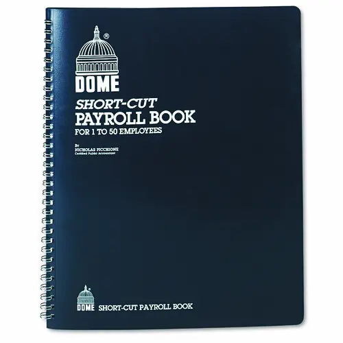 Dome® Single Entry Monthly Payroll Record, Double-Page, 7-Column Format, Blue Cover, 128 Sheets