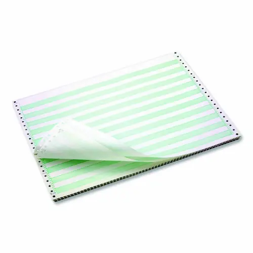 Domtar Continuous Feed Computer Paper, 1-Part, 18 lb Bond Weight, 11 x 14.88, White/Green Bar, 3,000/Carton