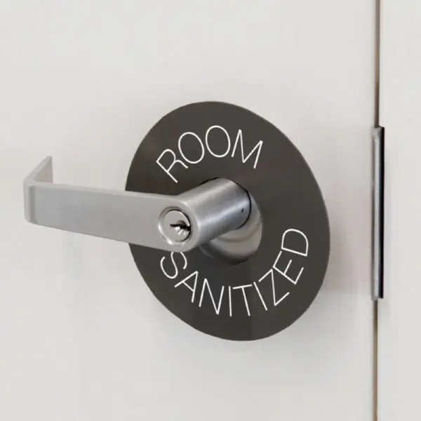 Door Hanger – etched “Room Sanitized”