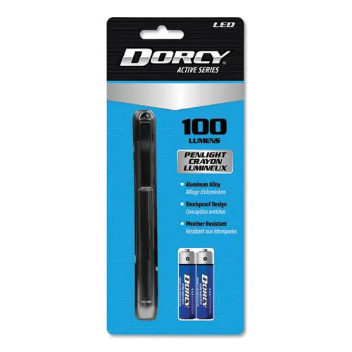 DORCY® 100 Lumen LED Penlight, 2 AAA Batteries (Included), Silver