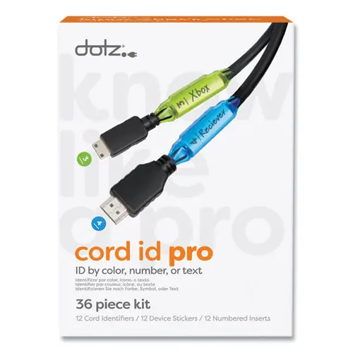dotz® Cord ID PRO, (12) Cable Identifiers, (12) Device Stickers, (12) Customizable Inserts