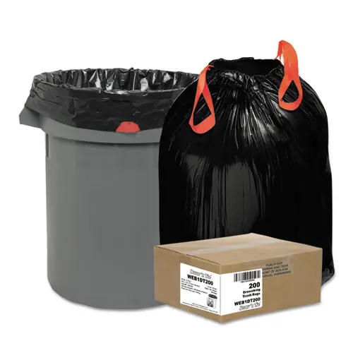 Draw 'n Tie® Heavy-Duty Trash Bags, 30 Gallon, Black, 25 Bags per Roll, 8 Rolls per Box