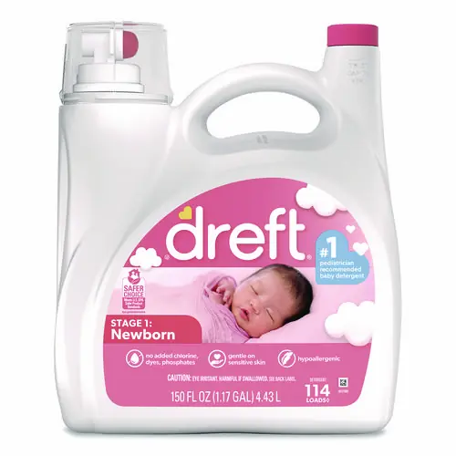Dreft® Ultra Laundry Detergent, Stage 1: Newborn, 150 oz, Plastic Bottle with Dispensing Top