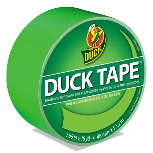 Duck® Colored Duct Tape, Neon Green, 1.88" x 15 yds, 3" Core