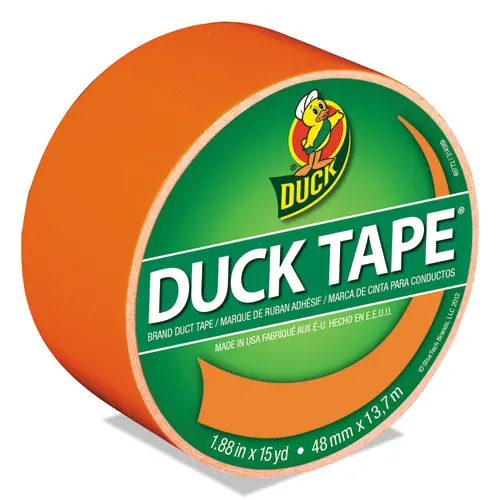 Duck® Colored Duct Tape, Neon Orange, 1.88" x 15 yds, 3" Core