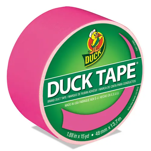 Duck® Colored Duct Tape, Neon Pink, 1.88" x 15 yds, 3" Core