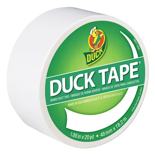 Duck® Colored Duct Tape, White, 1.88" x 20 yds, 3" Core