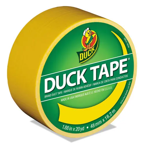 Duck® Colored Duct Tape, Yellow, 1.88" x 20 yds, 3" Core