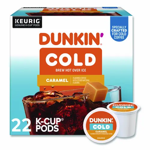 Dunkin'® Cold Iced Coffee K-Cups, Caramel, 22/Box