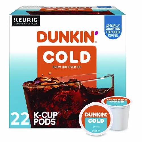Dunkin'® Cold Iced Coffee K-Cups, Regular, 0.44 oz, 22/Box