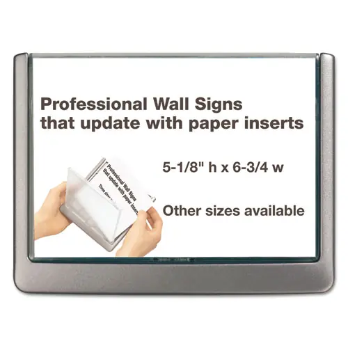 Durable® Click Sign Holder For Interior Walls, Gray, 6.75" x 0.63" x 5.13"