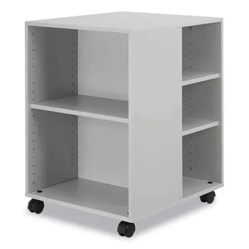 Durable® Flexible Multi-Functional Cart for Office Storage, 6 Adjustable Wood Shelves, Gray, 20.79" W x 23.31" D x 29.45" H