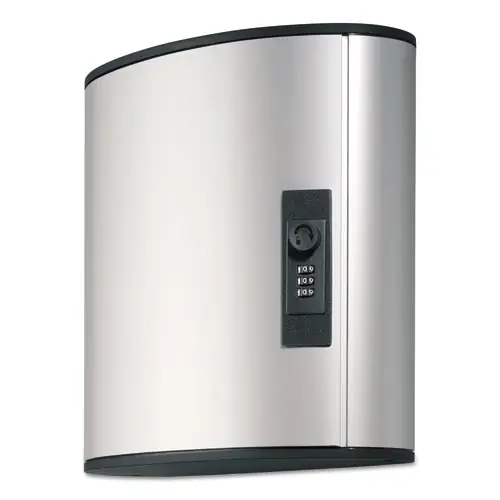 Durable® Locking Key Cabinet, 36-Key, Brushed Aluminum, Silver