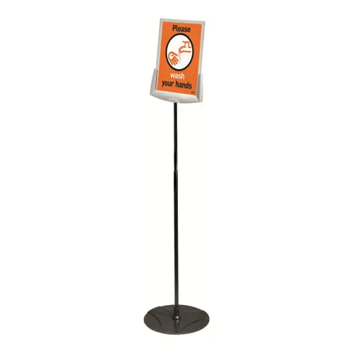 Durable® Sherpa Infobase Sign Stand, Acrylic/Metal, Gray