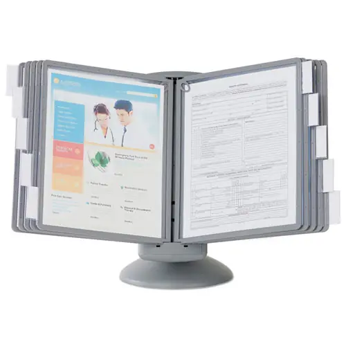 Durable® SHERPA Motion Desk Reference System, 10 Panels, Gray Borders
